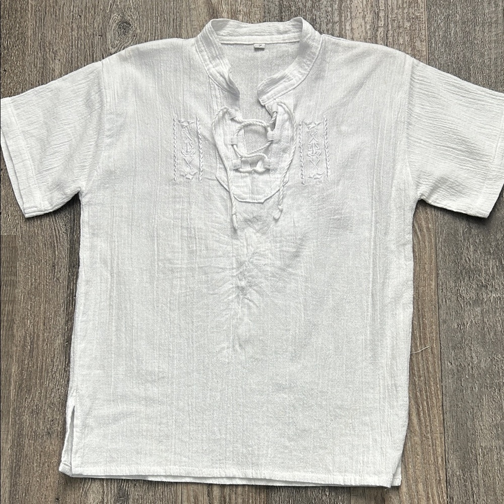 Kids White Lace-Up Short Sleeve Tee
